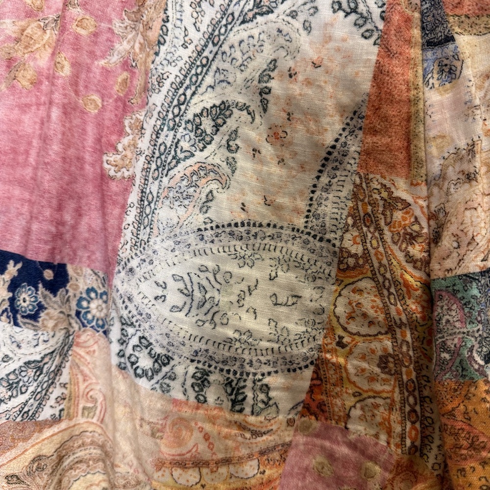 Magaschoni Multicolor Linen Patchwork Belted Shor… - image 3